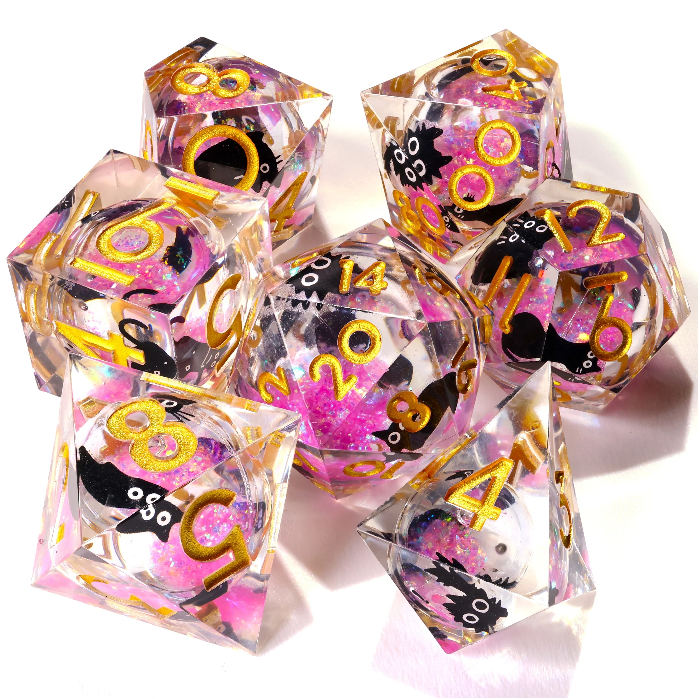 Amethyst Neko Liquid Core RPG Dice Set - 7 Pieces - Image 2