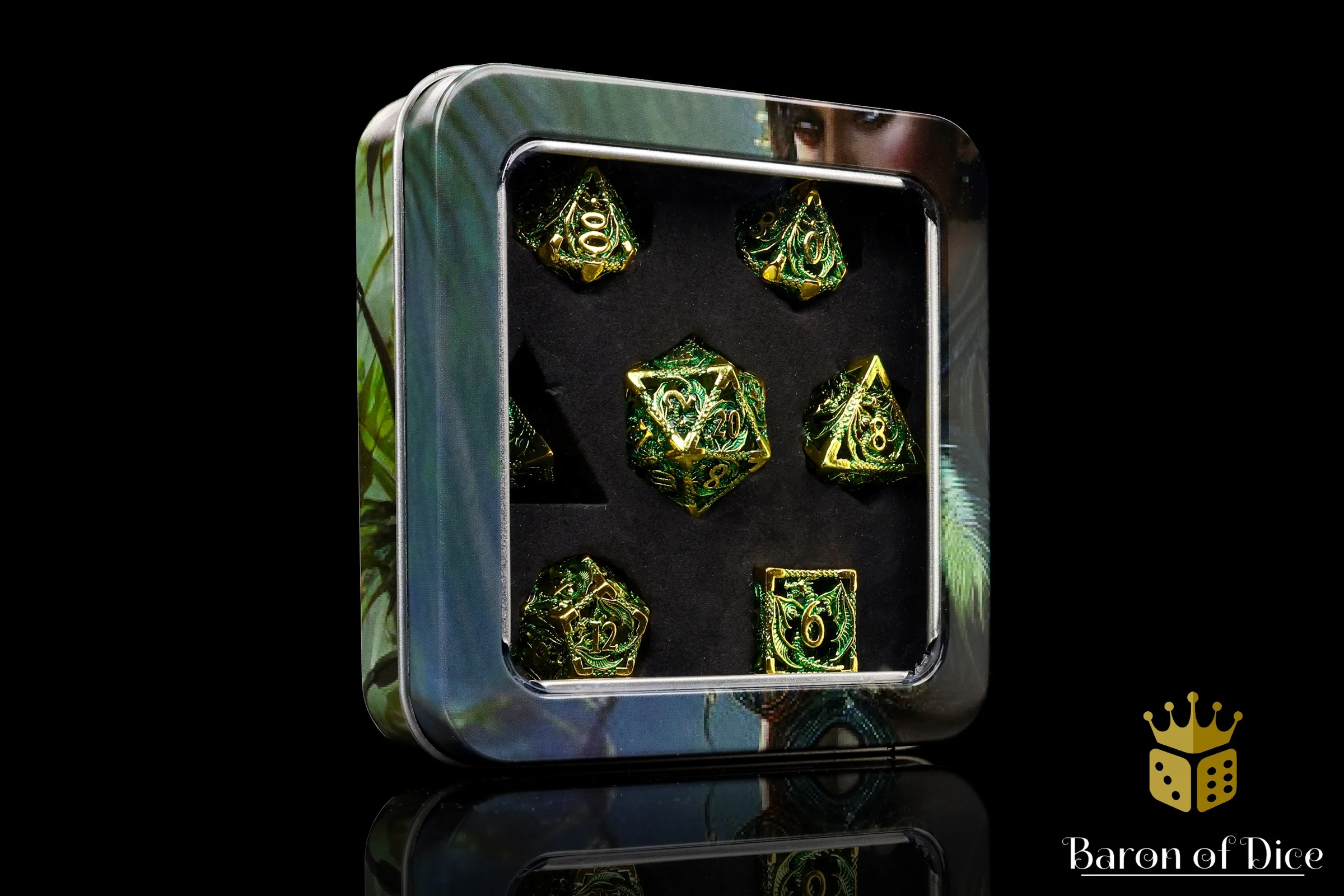 Ancient Dragon Treasure Metal RPG Dice Set - 7 Pieces - Image 4