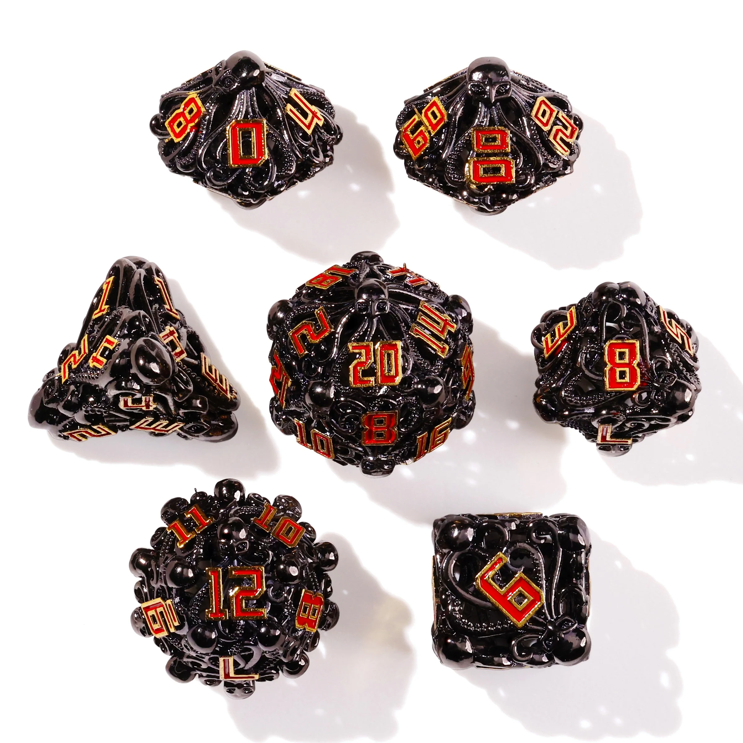 Denizens of the Deep Red Trench Metal RPG Dice Set - 7 Pieces - Image 2