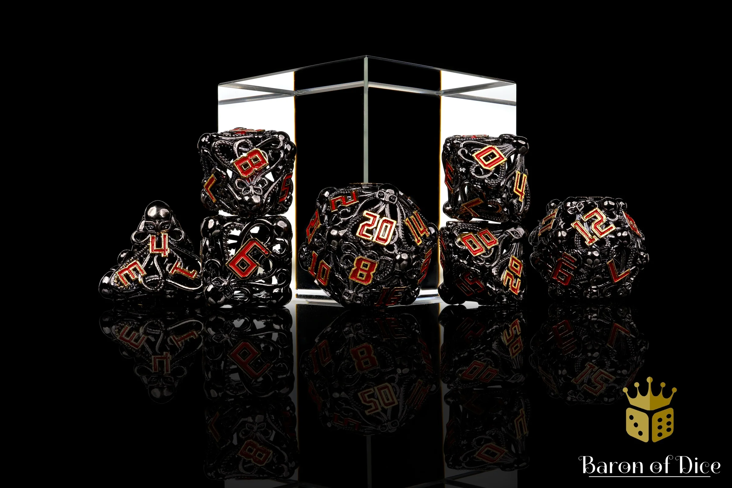 Denizens of the Deep Red Trench Metal RPG Dice Set - 7 Pieces - Image 3