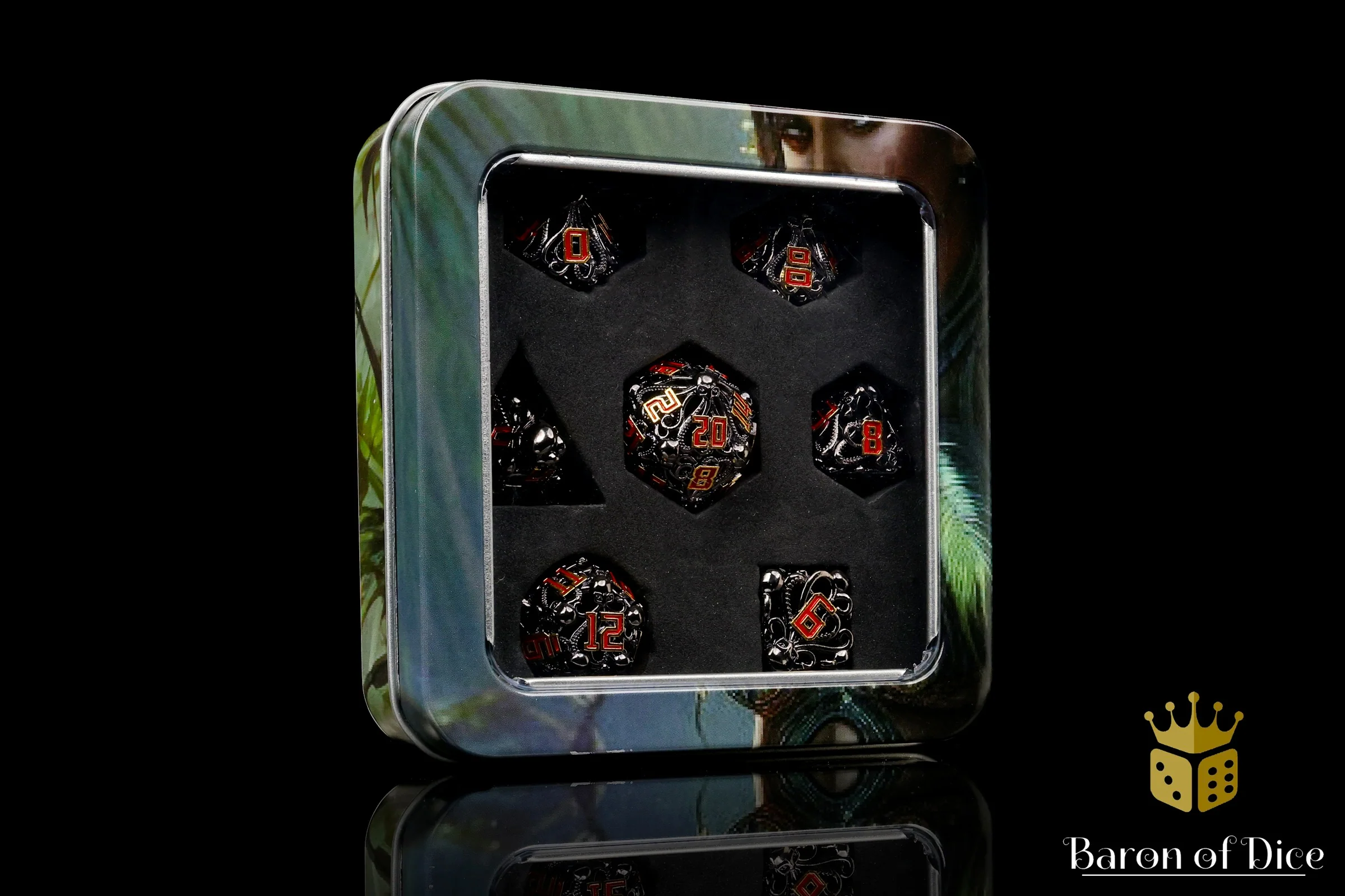 Denizens of the Deep Red Trench Metal RPG Dice Set - 7 Pieces - Image 4