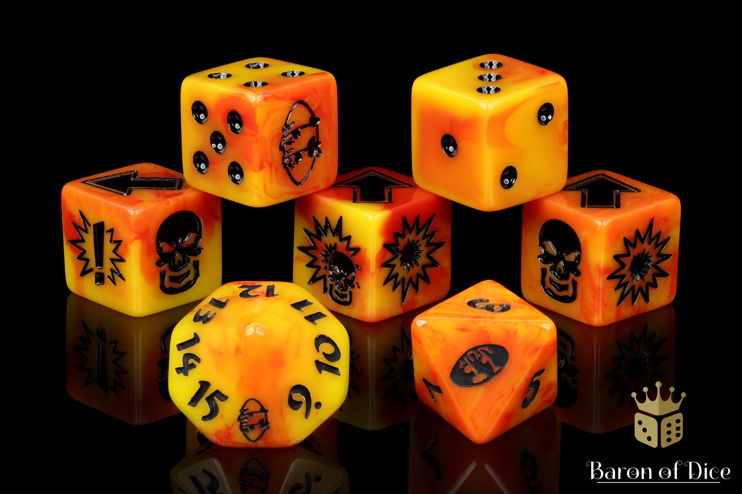 Orange Fire - Bloody Football Dice (Set of 7) - Image 12