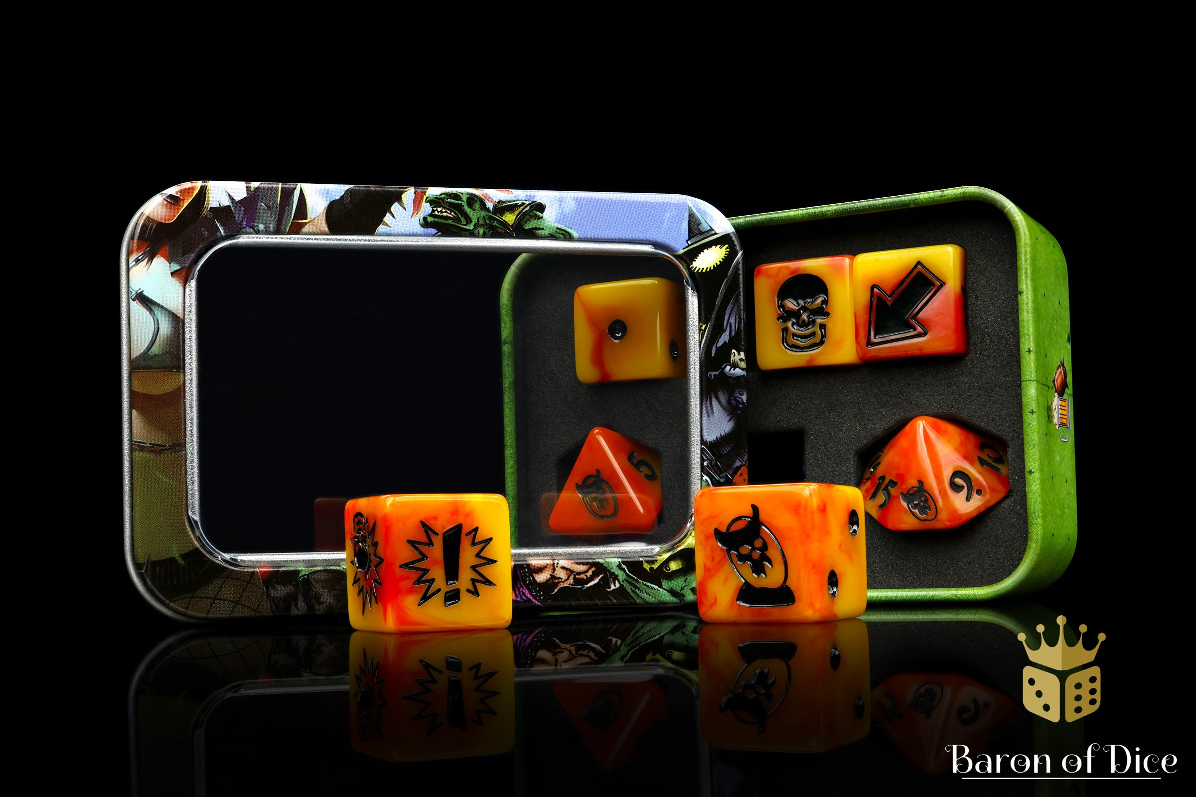 Orange Fire - Bloody Football Dice (Set of 7) - Image 14