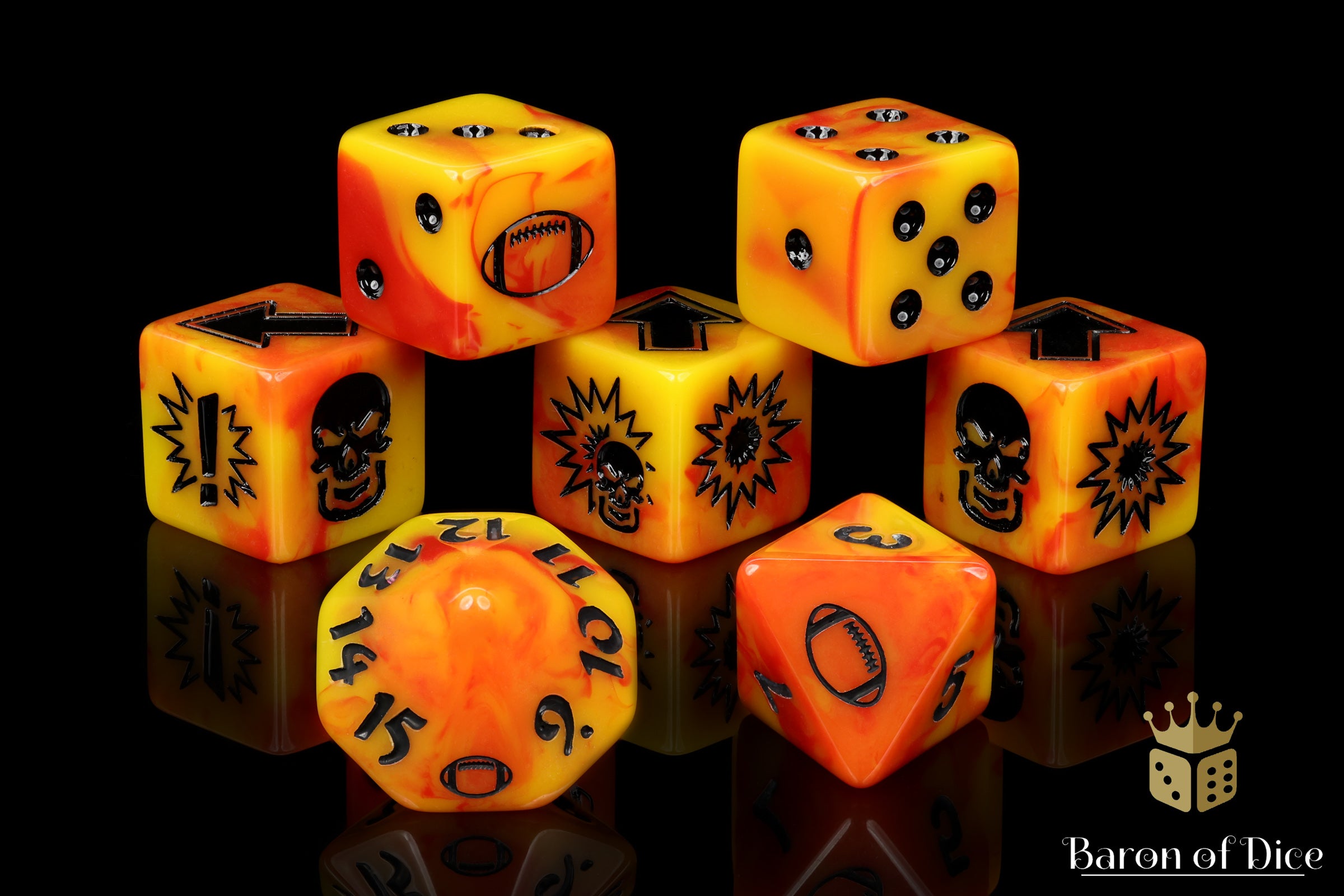 Orange Fire - Bloody Football Dice (Set of 7) - Image 7