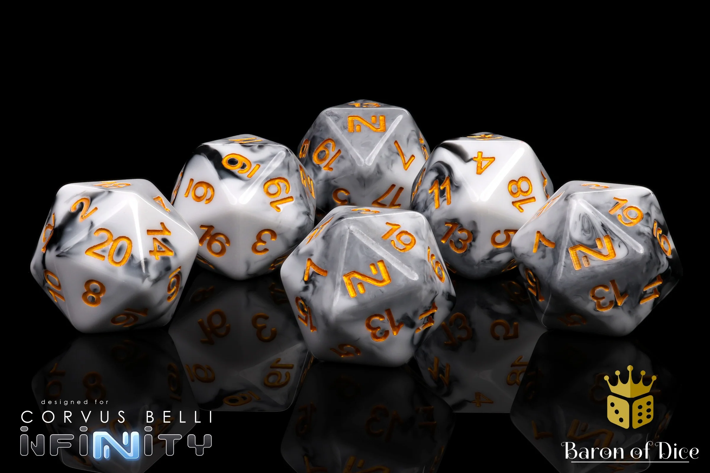 Infinity: N4 Marbled w/ Gold - Official Dice Set - Image 2
