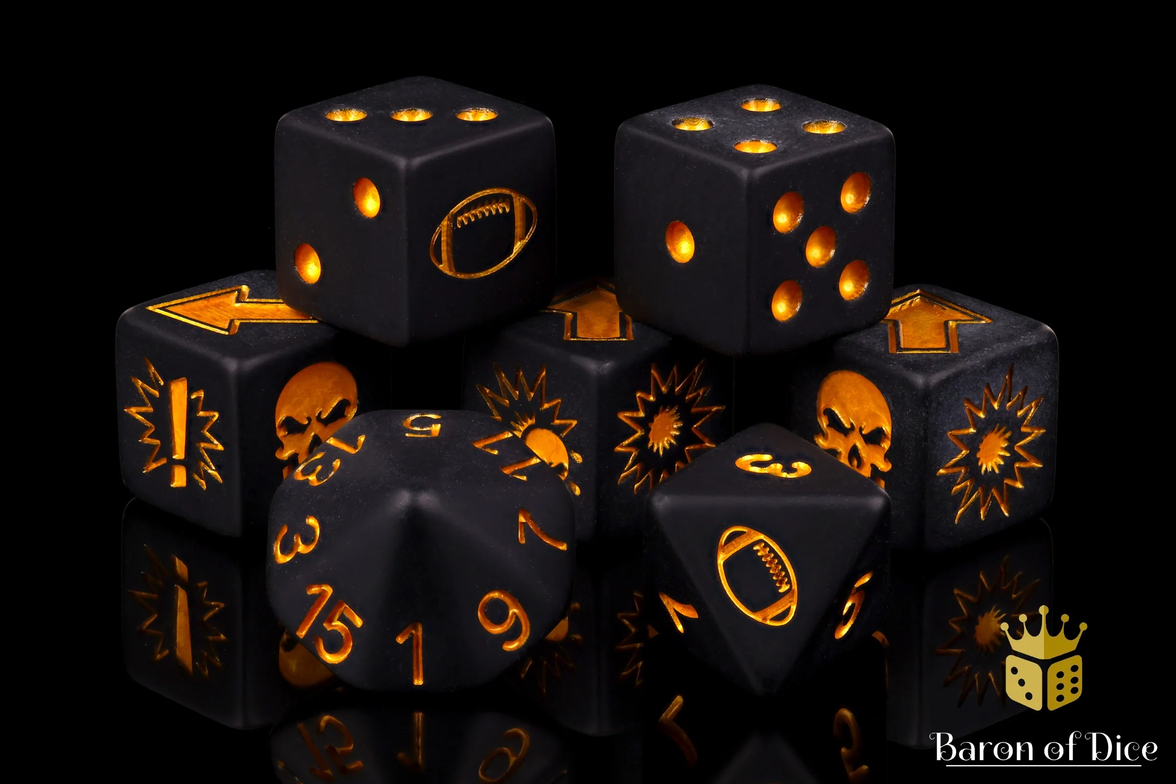 Matte Black - Bloody Football Dice (Set of 7) - Image 4