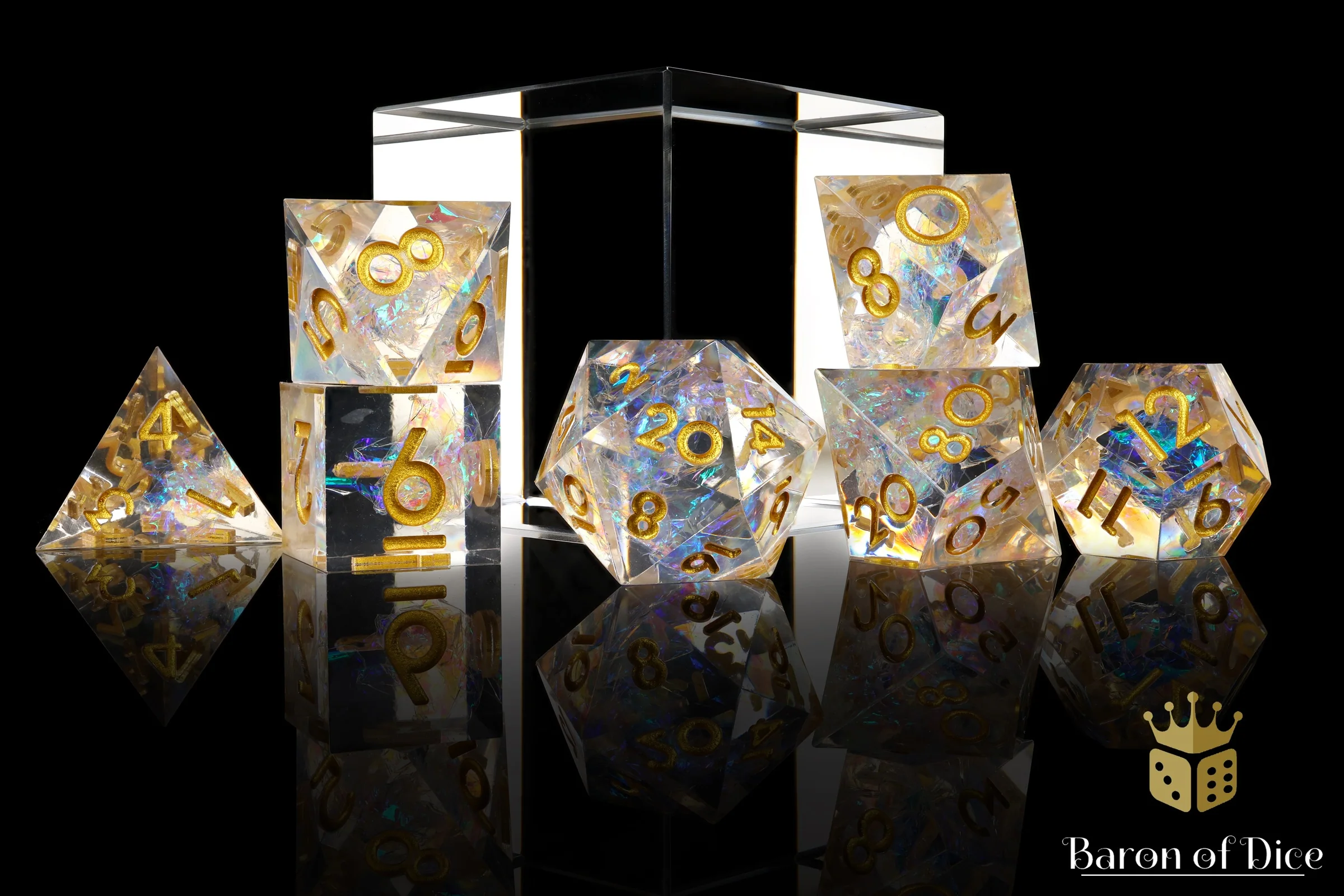 Shiny Like A Diamond! Sharp Edge RPG Dice Set - 7 Pieces - Image 3